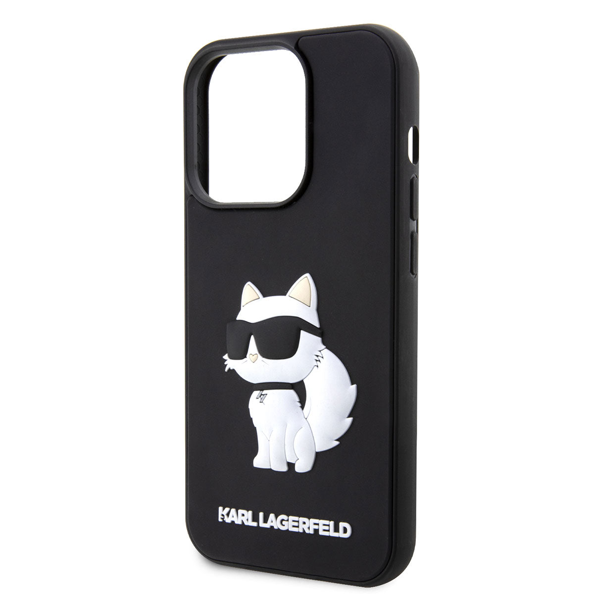 iPhone 14 Pro Kılıf Karl Lagerfeld 3D Rubber Choupette Dizayn Kılıf Siyah
