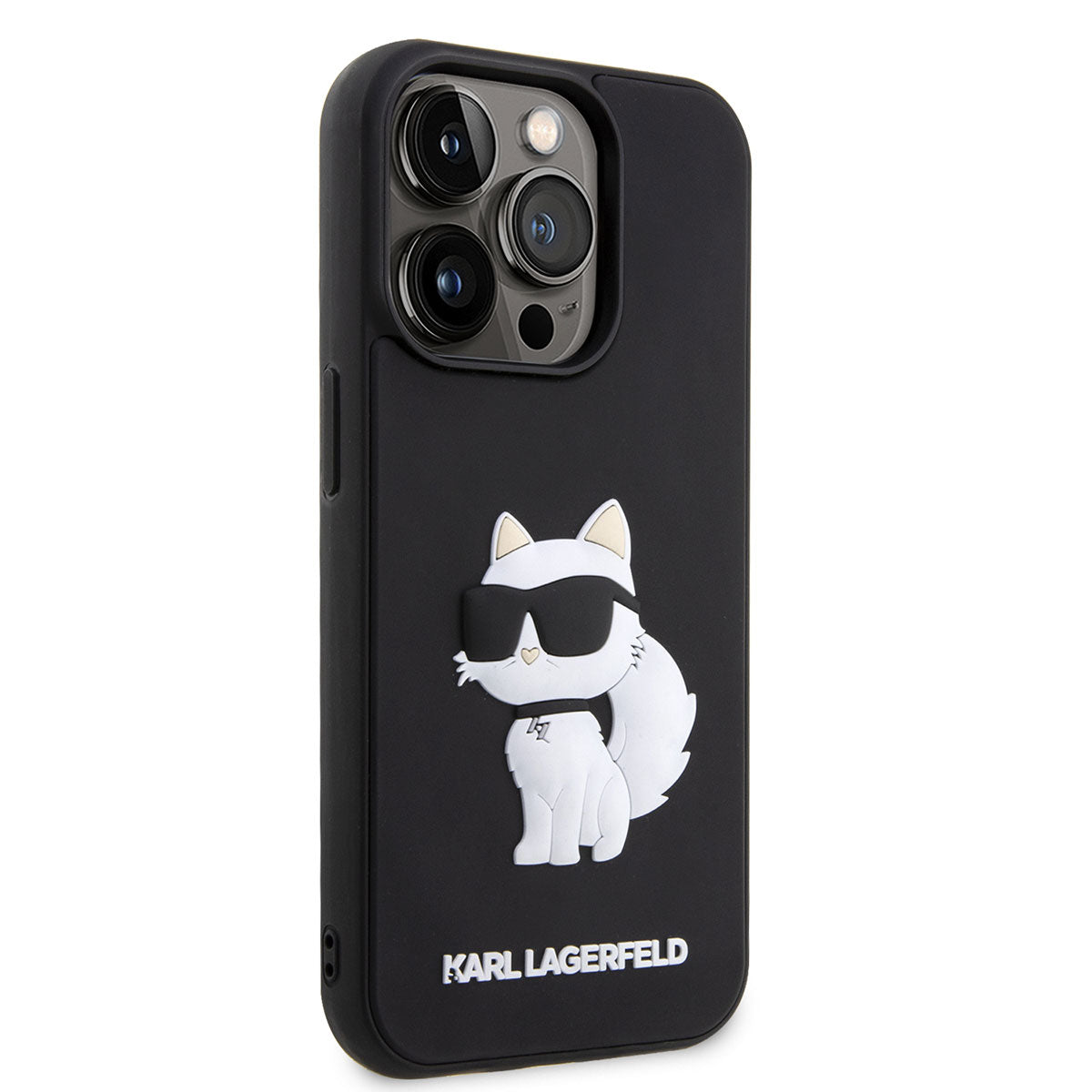 iPhone 14 Pro Kılıf Karl Lagerfeld 3D Rubber Choupette Dizayn Kılıf Siyah