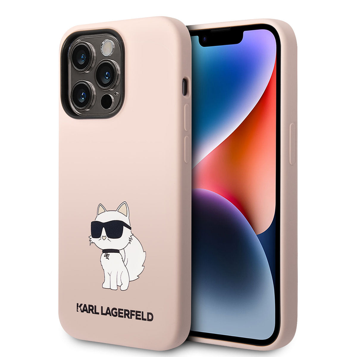iPhone 14 Pro Kılıf Karl Lagerfeld Silikon Choupette Dizayn Kılıf Pembe