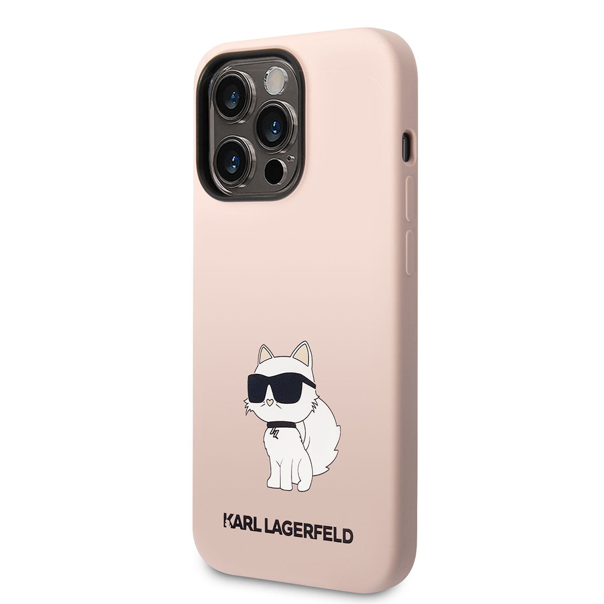 iPhone 14 Pro Kılıf Karl Lagerfeld Silikon Choupette Dizayn Kılıf Pembe