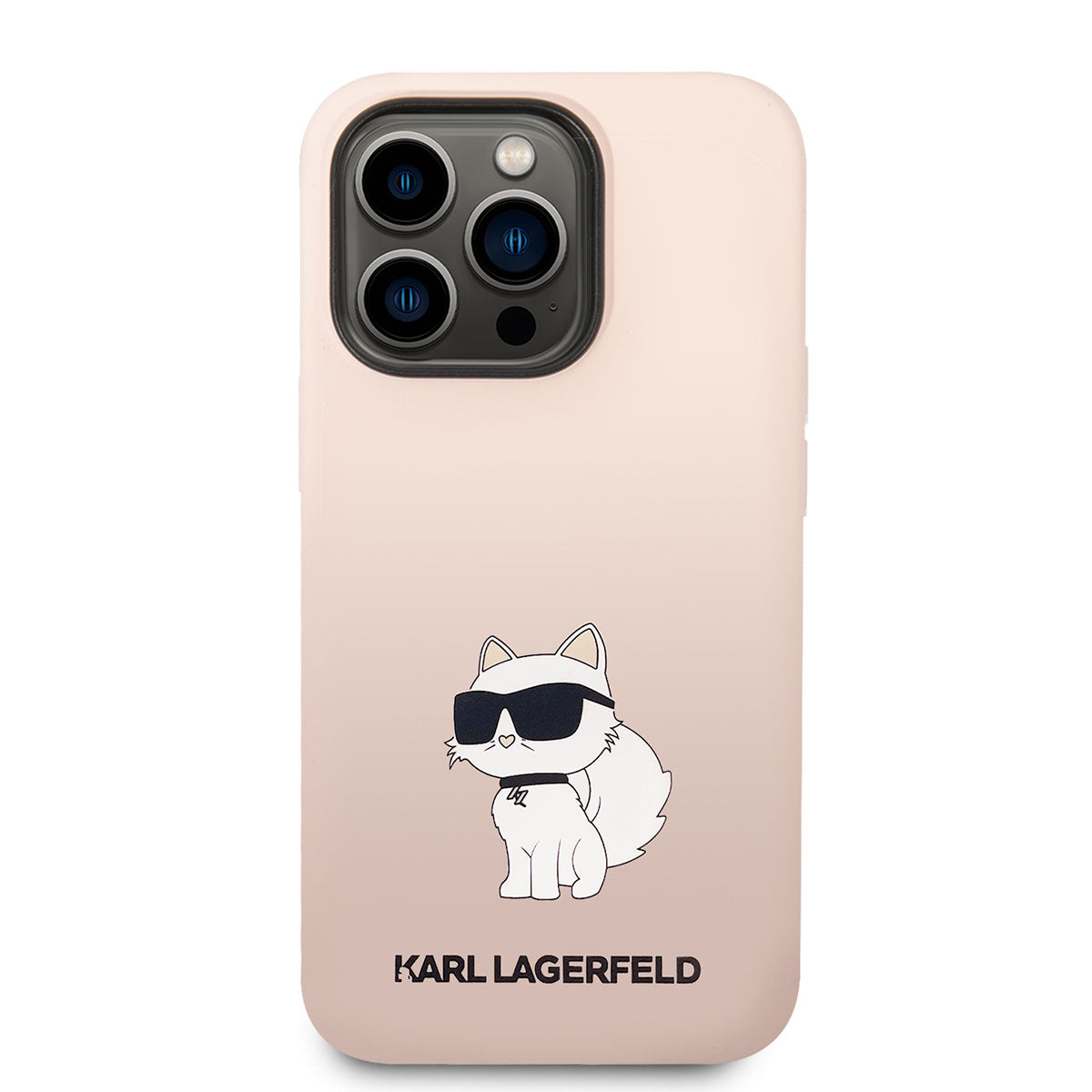 iPhone 14 Pro Kılıf Karl Lagerfeld Silikon Choupette Dizayn Kılıf Pembe