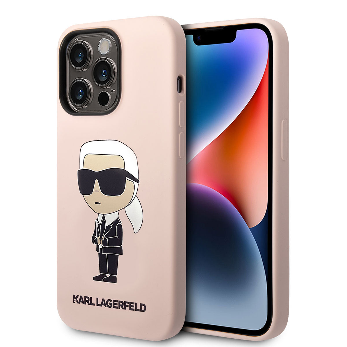 iPhone 14 Pro Kılıf Karl Lagerfeld Silikon Karl Dizayn Kılıf Pembe