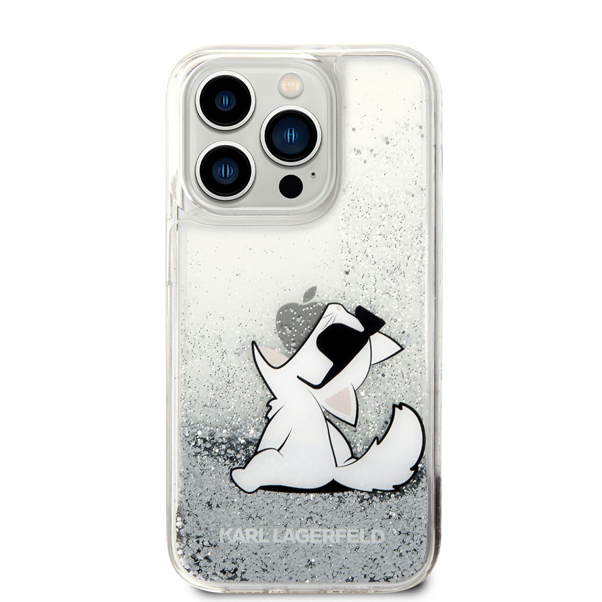 iPhone 14 Pro Kılıf Karl Lagerfeld Sıvılı Simli Choupette Dizayn Kılıf Gold