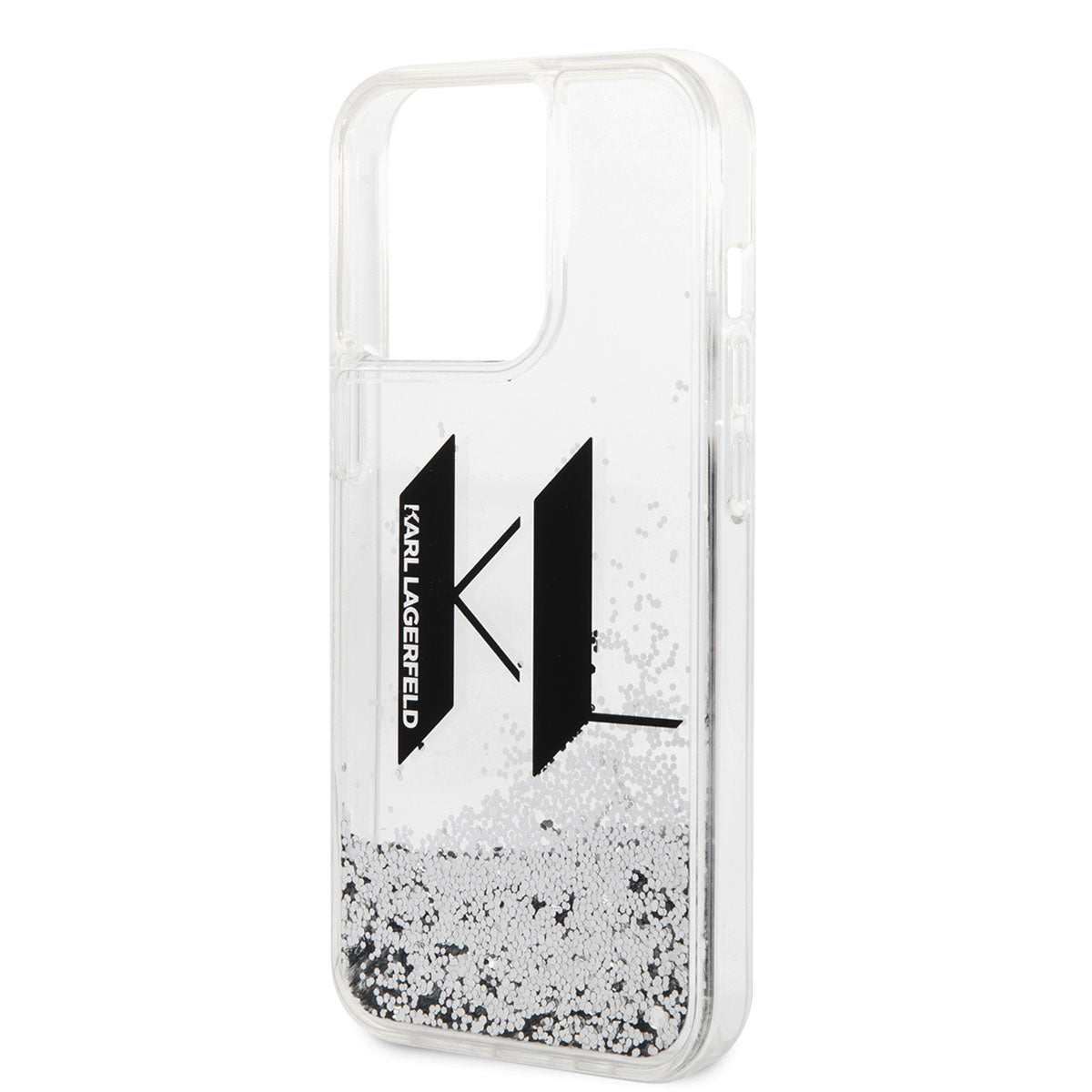 iPhone 14 Pro Kılıf Karl Lagerfeld Sıvılı Simli Dizayn Kılıf Gümüş