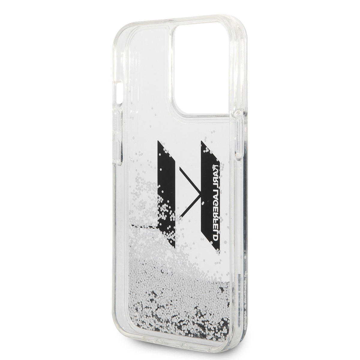 iPhone 14 Pro Kılıf Karl Lagerfeld Sıvılı Simli Dizayn Kılıf Gümüş
