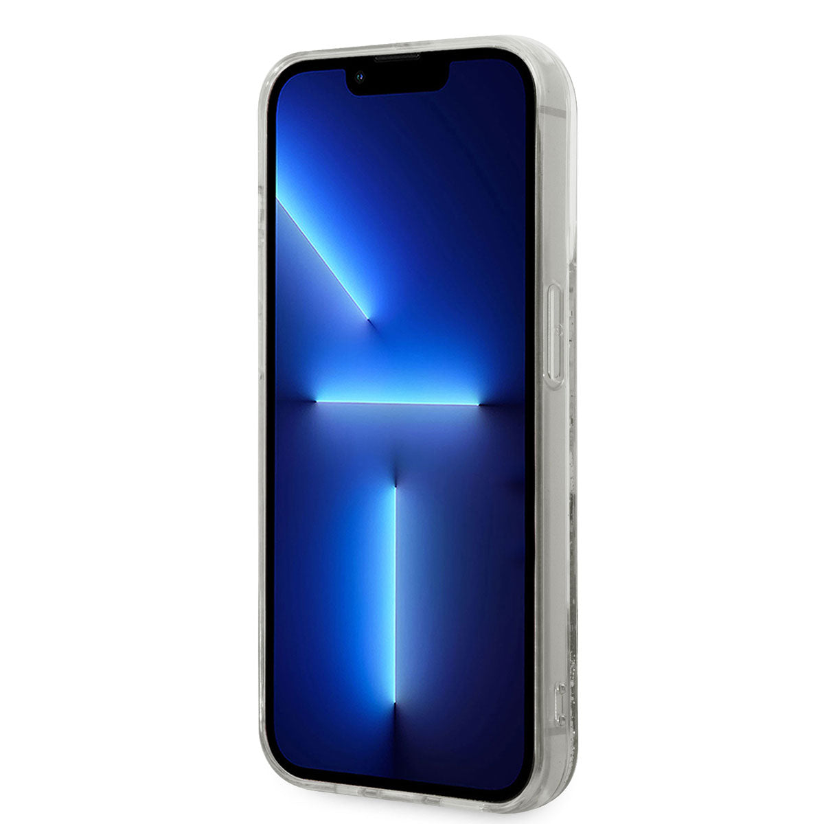 iPhone 14 Pro Kılıf Karl Lagerfeld Sıvılı Simli K&C Head Dizayn Kılıf Gümüş