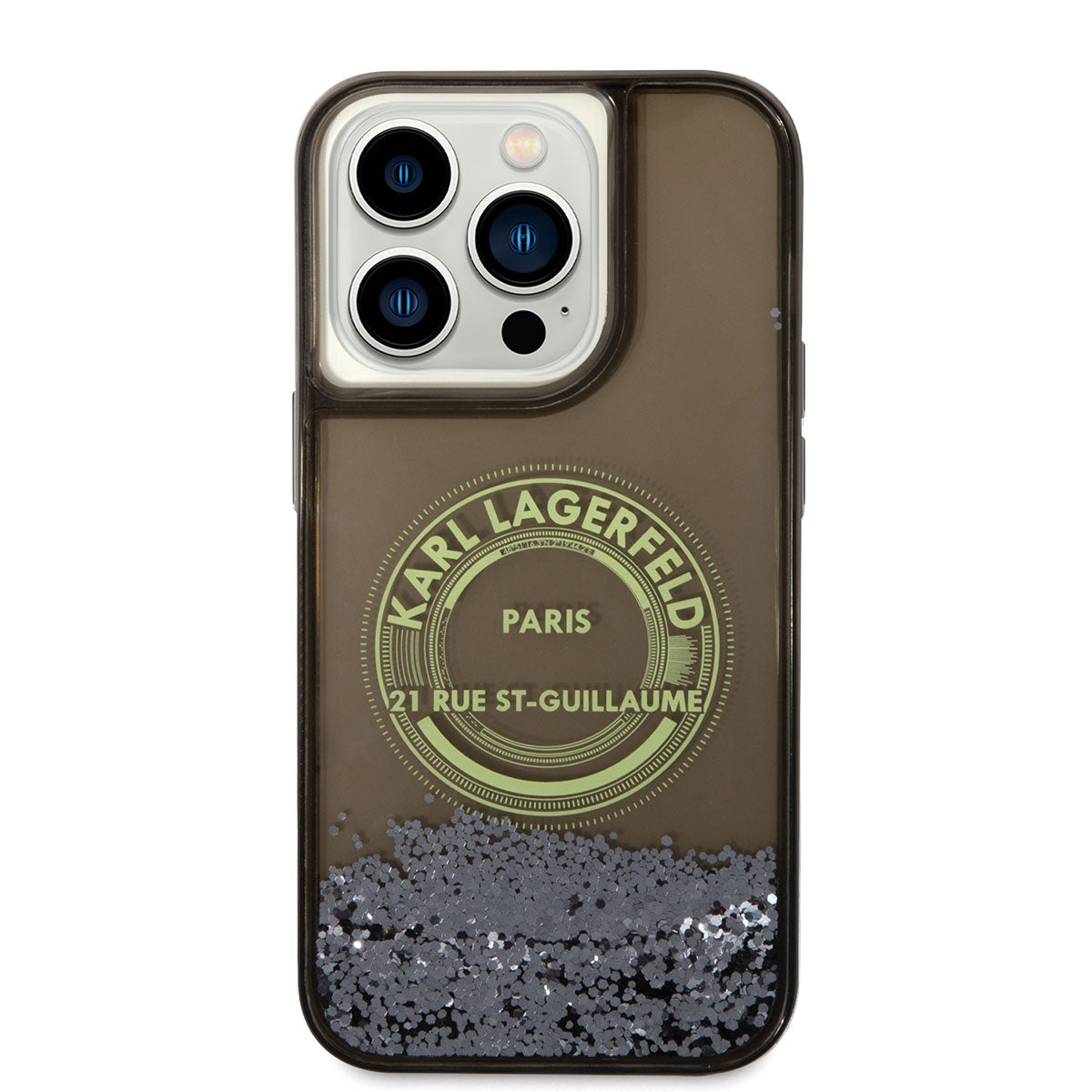 iPhone 14 Pro Kılıf Karl Lagerfeld Sıvılı Simli RSG Dizayn Kılıf Pembe