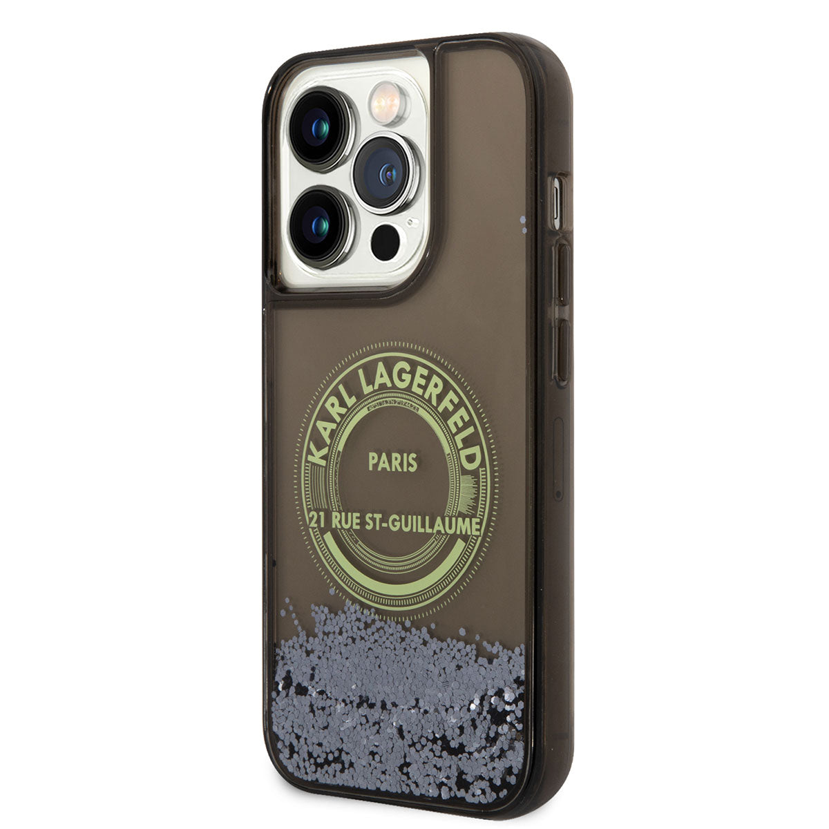 iPhone 14 Pro Kılıf Karl Lagerfeld Sıvılı Simli RSG Dizayn Kılıf Pembe
