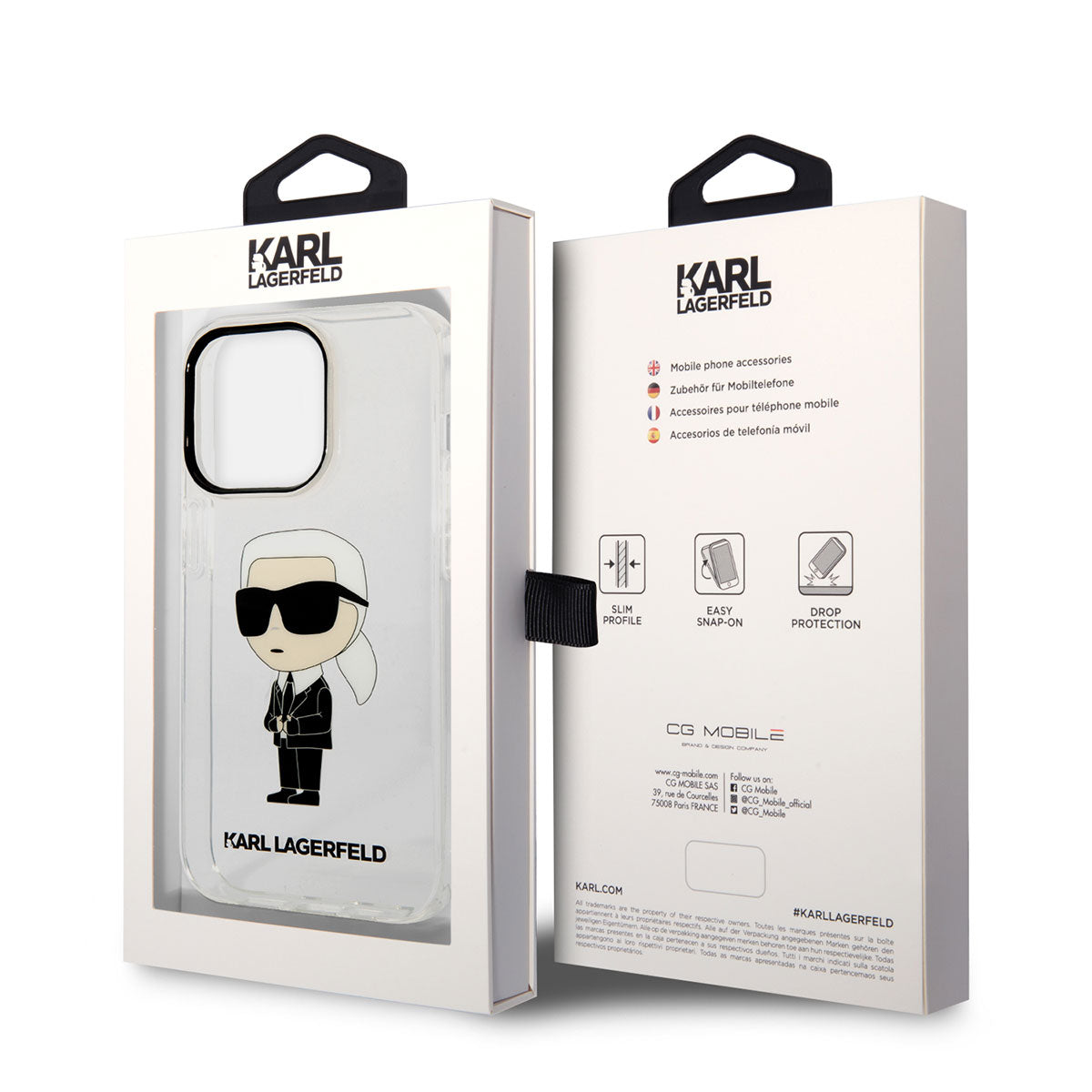 iPhone 14 Pro Kılıf Karl Lagerfeld Transparan İkonik Karl Dizayn Kılıf Renksiz