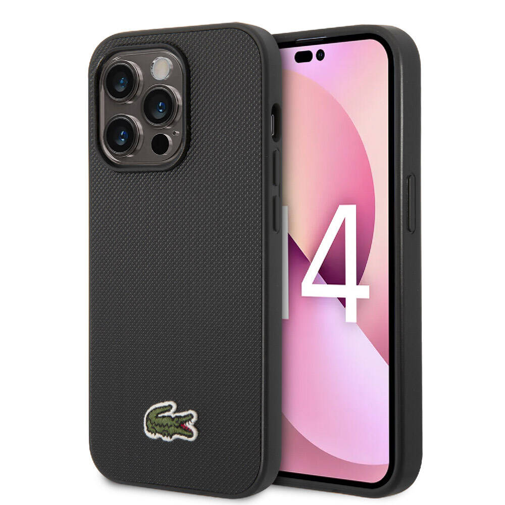 iPhone 14 Pro Kılıf Lacoste Orjinal Lisanslı PU Pike Desenli Arka Yüzey İkonik Timsah Dokuma Logolu Kılıf Kırmızı