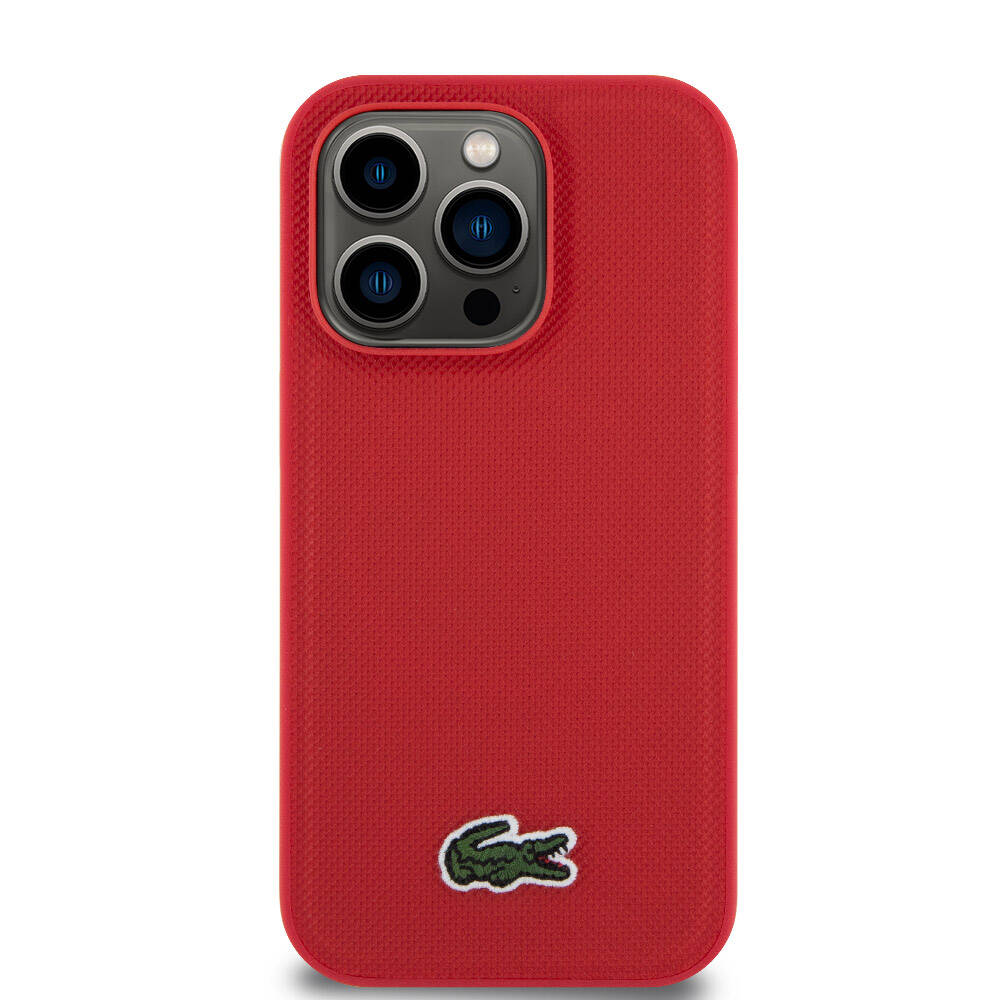 iPhone 14 Pro Kılıf Lacoste Orjinal Lisanslı PU Pike Desenli Arka Yüzey İkonik Timsah Dokuma Logolu Kılıf Yeşil