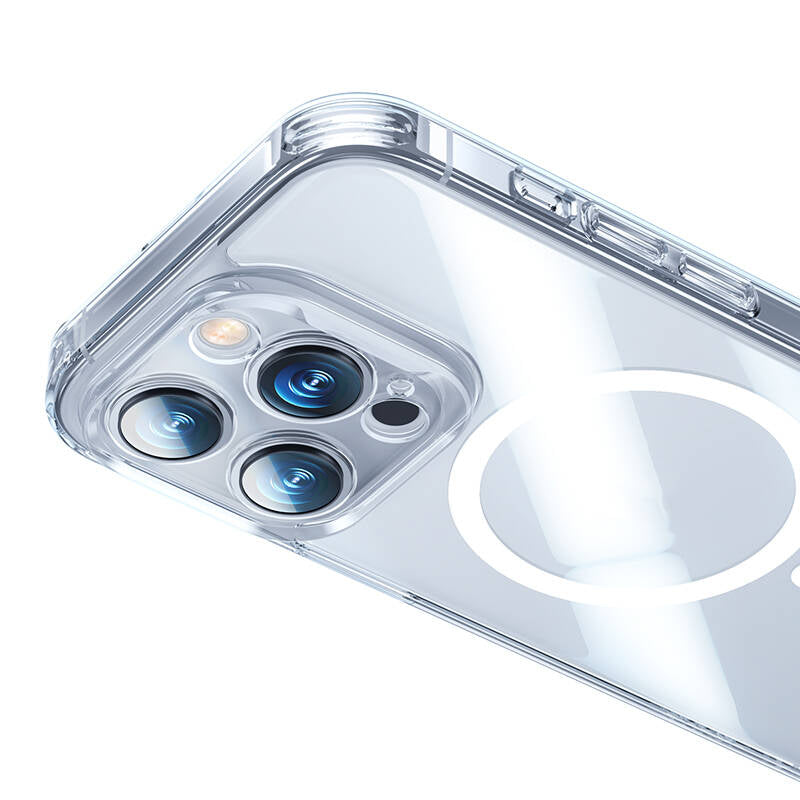 iPhone 14 Pro Kılıf Magsafe Şarj Özellikli Benks Magnetic Shiny Glass Serisi Kılıf Renksiz
