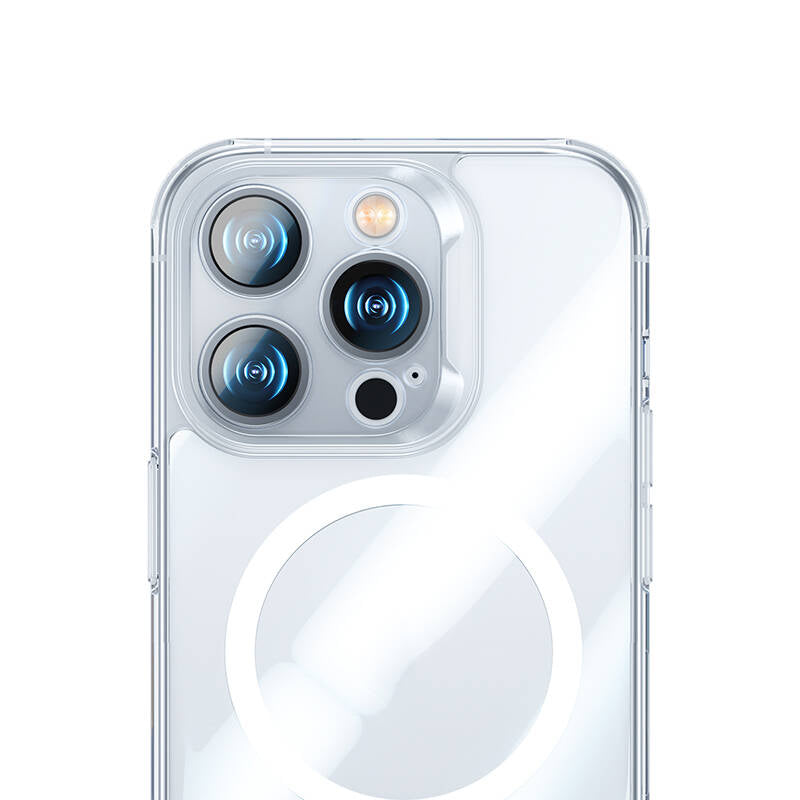 iPhone 14 Pro Kılıf Magsafe Şarj Özellikli Benks Magnetic Shiny Glass Serisi Kılıf Renksiz