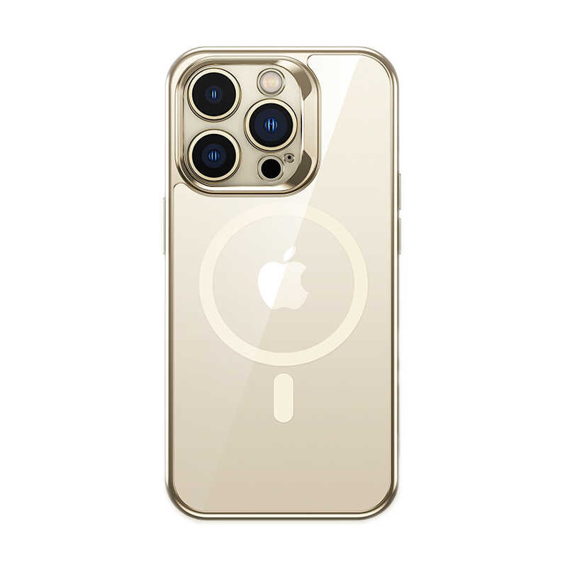 iPhone 14 Pro Kılıf Magsafe Şarj Özellikli Cam Yüzey Ekran Koruyuculu Benks Electroplated Kılıf Gold