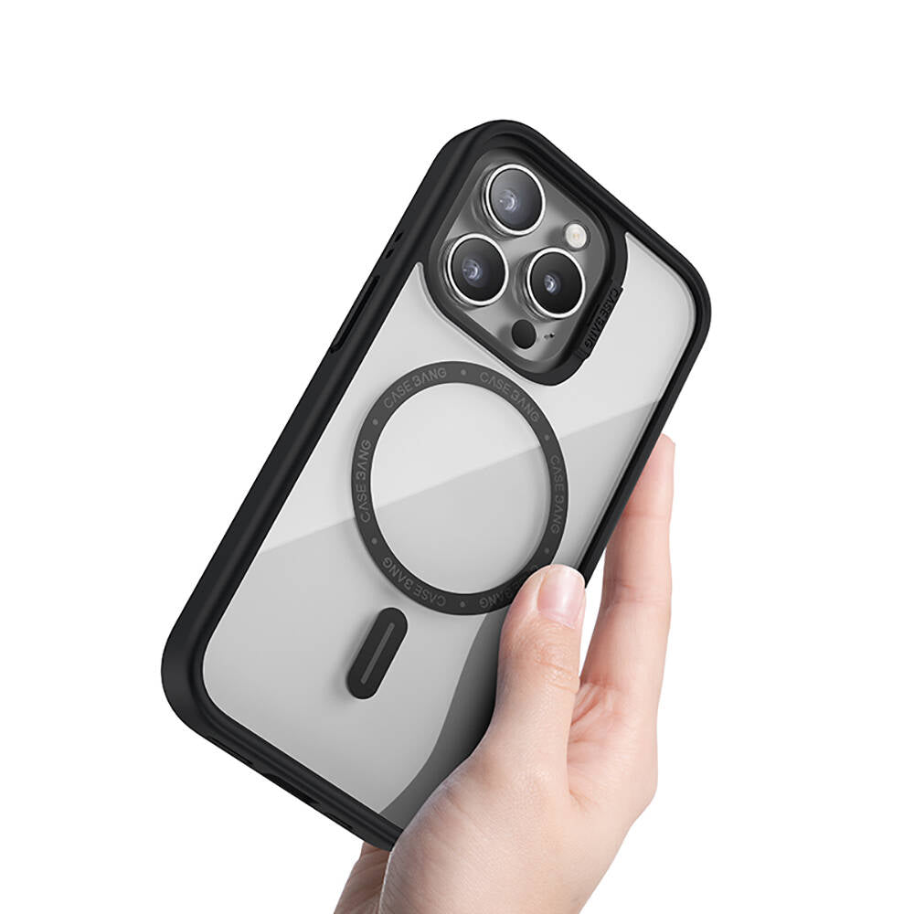 iPhone 14 Pro Kılıf Magsafe Şarj Özellikli Casebang Body Frame Kılıf Siyah