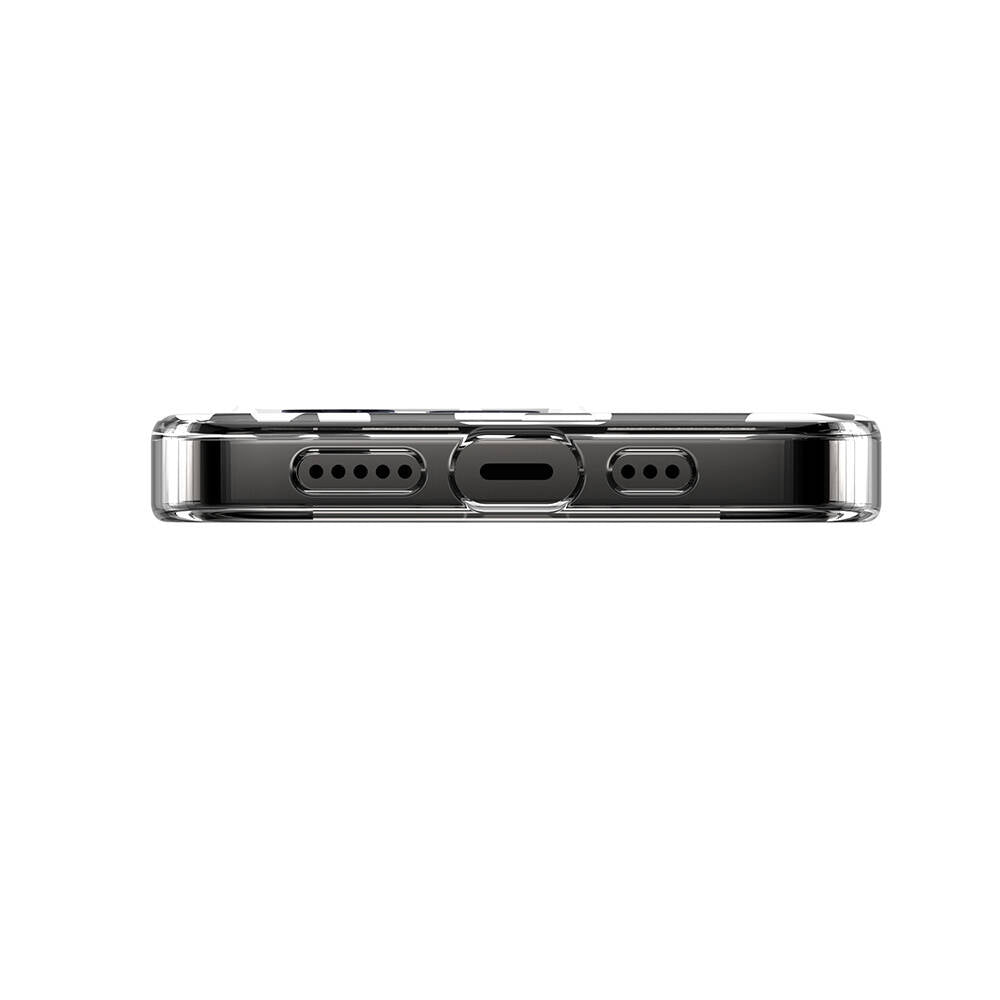 iPhone 14 Pro Kılıf Magsafe Şarj Özellikli Çift IMD Baskılı Lisanslı Switcheasy Artist-M Fleur Kılıf Gri