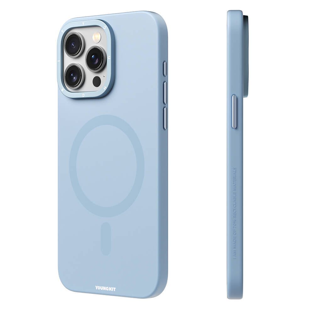 iPhone 14 Pro Kılıf Magsafe Şarj Özellikli Çizilmeye ve Aşınmaya Dayanıklı Youngkit Velvet Serisi Kılıf Mavi