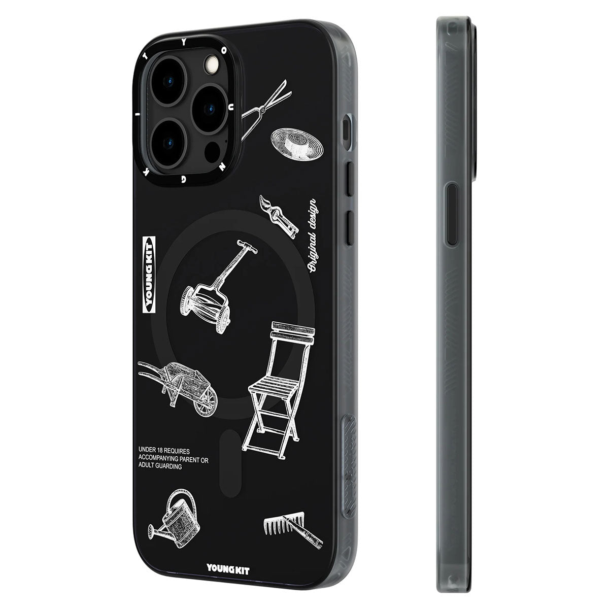 iPhone 14 Pro Kılıf Magsafe Şarj Özellikli Desenli Youngkit Plaything Serisi Kılıf Beyaz