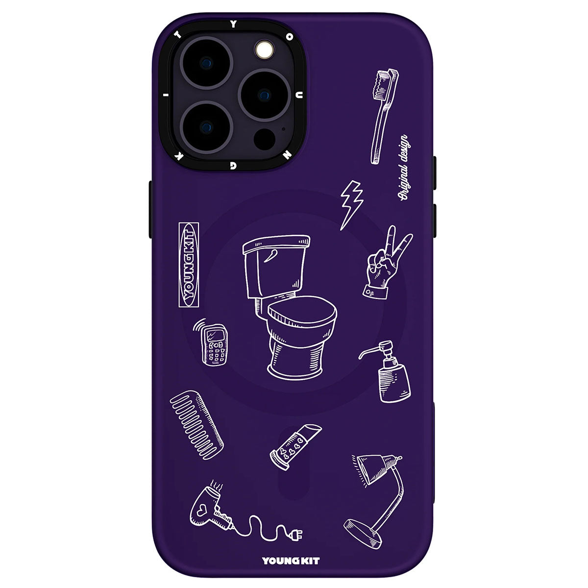 iPhone 14 Pro Kılıf Magsafe Şarj Özellikli Desenli Youngkit Plaything Serisi Kılıf Mor