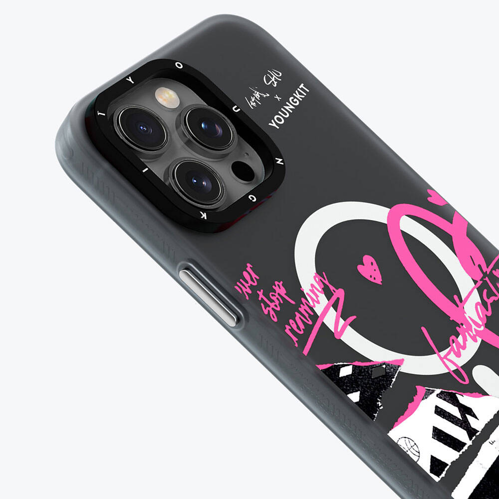 iPhone 14 Pro Kılıf Magsafe Şarj Özellikli Shu Tasarımlı Youngkit Dreamland Serisi Kılıf Pembe
