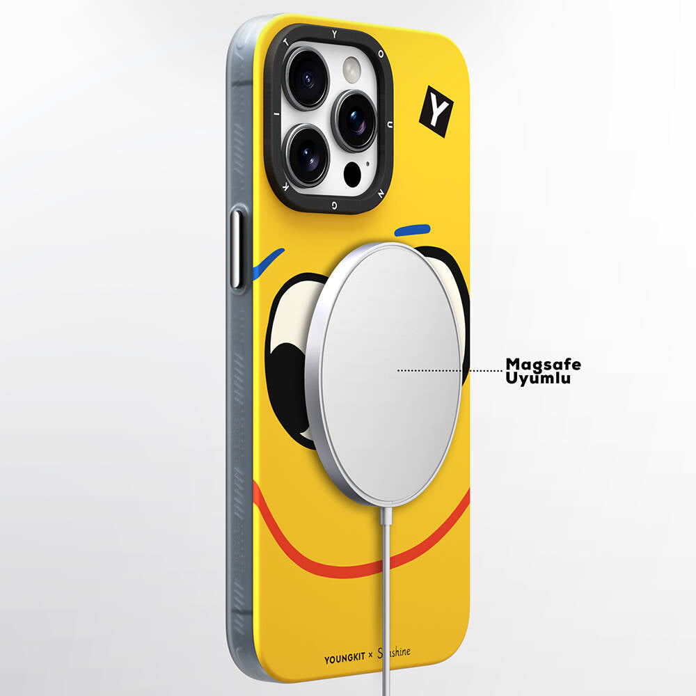 iPhone 14 Pro Kılıf Magsafe Şarj Özellikli Sunshine Tasarımlı Youngkit Daily Happy Serisi Kılıf Kırmızı