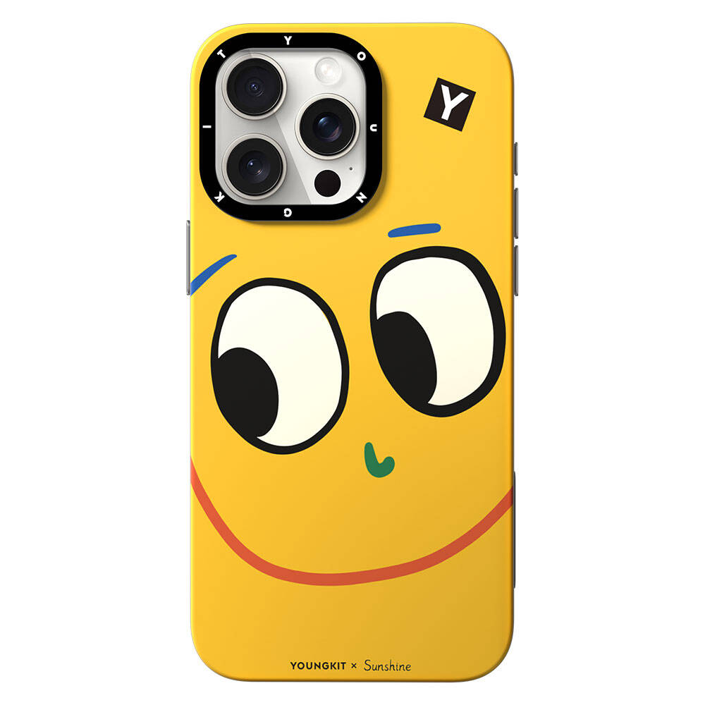 iPhone 14 Pro Kılıf Magsafe Şarj Özellikli Sunshine Tasarımlı Youngkit Daily Happy Serisi Kılıf Sarı