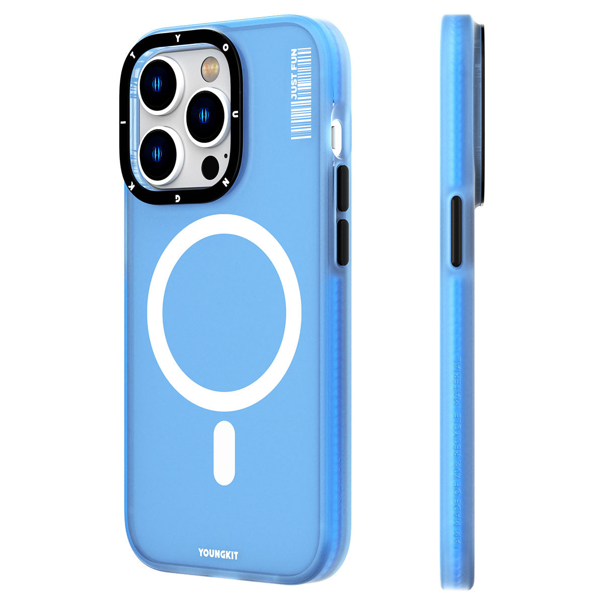 iPhone 14 Pro Kılıf Magsafe Şarj Özellikli Youngkit Colored Sand Serisi Kılıf Mavi