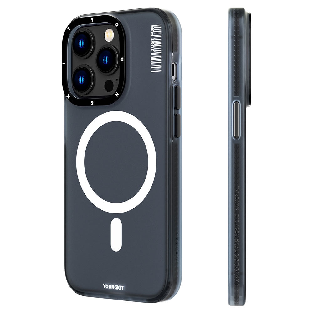 iPhone 14 Pro Kılıf Magsafe Şarj Özellikli Youngkit Colored Sand Serisi Kılıf Siyah