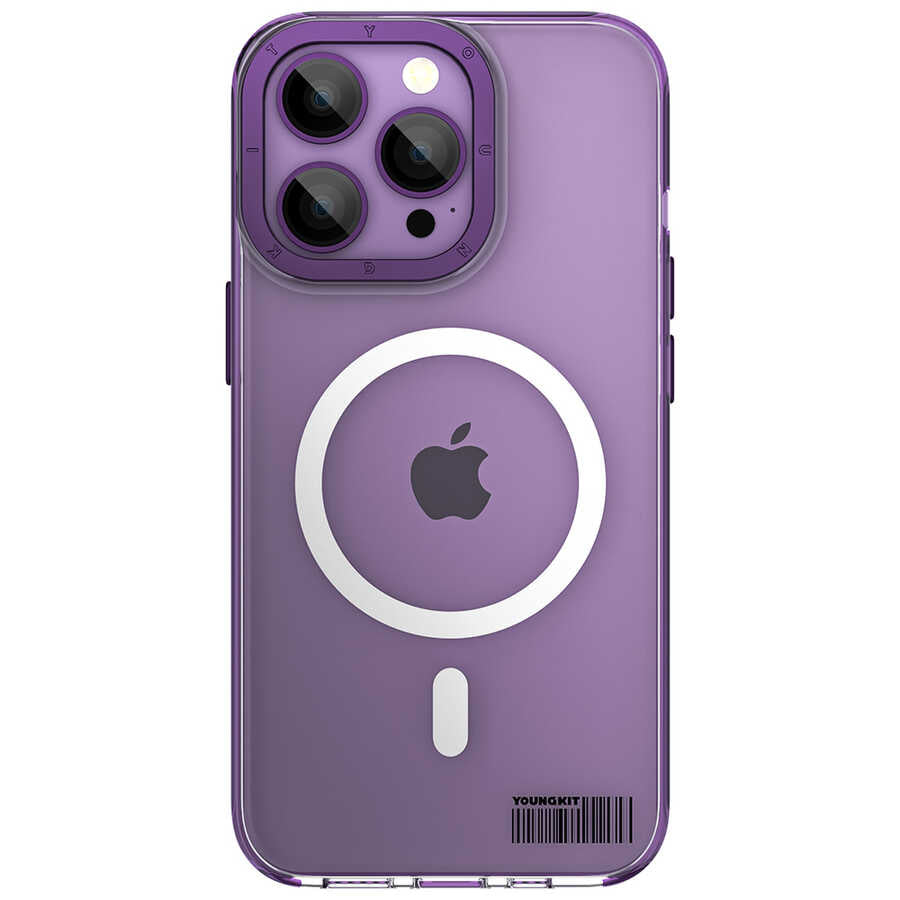 iPhone 14 Pro Kılıf Magsafe Şarj Özellikli Youngkit Coloured Glaze Serisi Kılıf Derin Mor