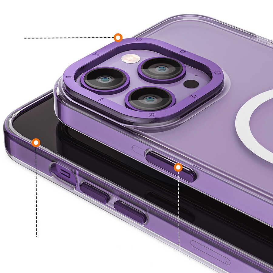 iPhone 14 Pro Kılıf Magsafe Şarj Özellikli Youngkit Coloured Glaze Serisi Kılıf Derin Mor
