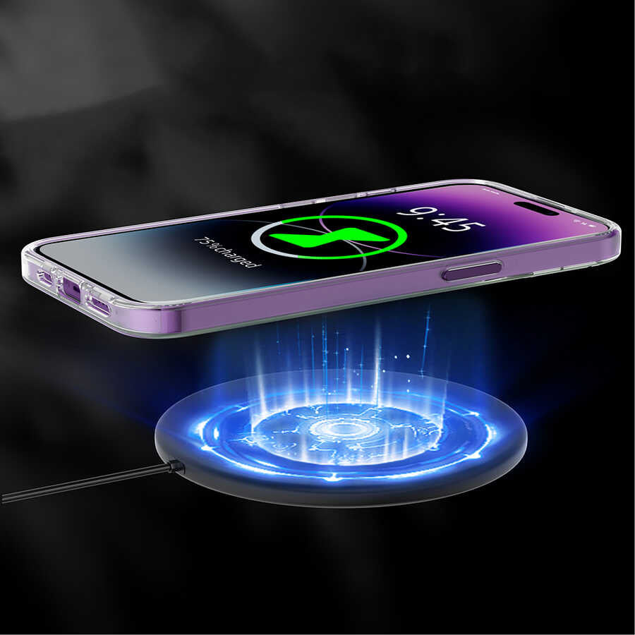 iPhone 14 Pro Kılıf Magsafe Şarj Özellikli Youngkit Coloured Glaze Serisi Kılıf Derin Mor