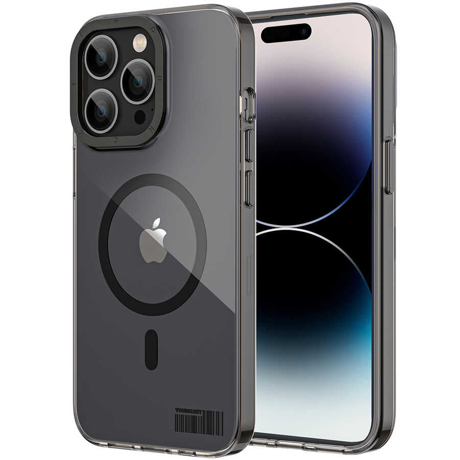 iPhone 14 Pro Kılıf Magsafe Şarj Özellikli Youngkit Coloured Glaze Serisi Kılıf Siyah