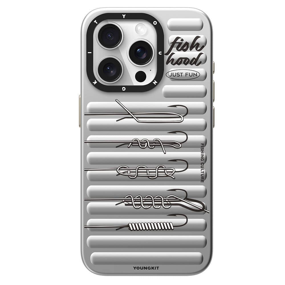 iPhone 14 Pro Kılıf Magsafe Şarj Özellikli Youngkit Fishing Serisi Kılıf Gri