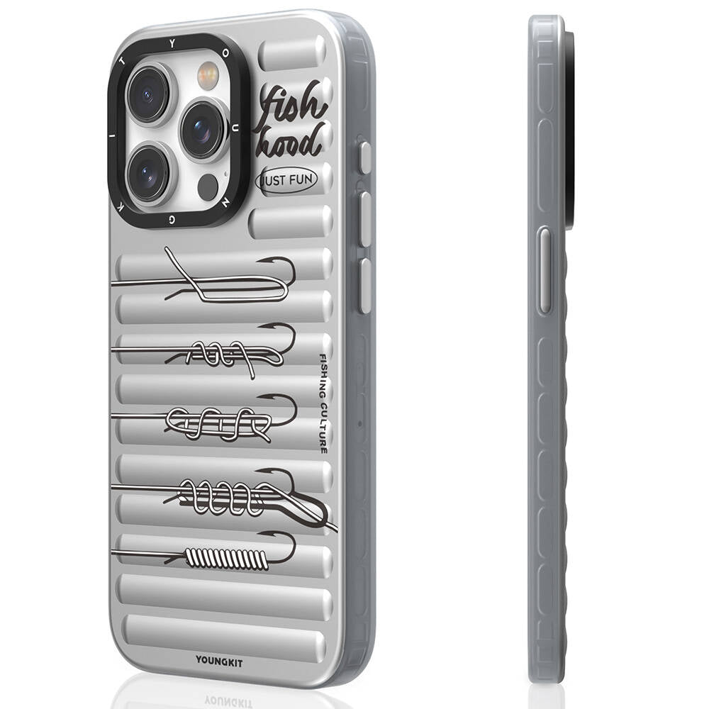 iPhone 14 Pro Kılıf Magsafe Şarj Özellikli Youngkit Fishing Serisi Kılıf Gri