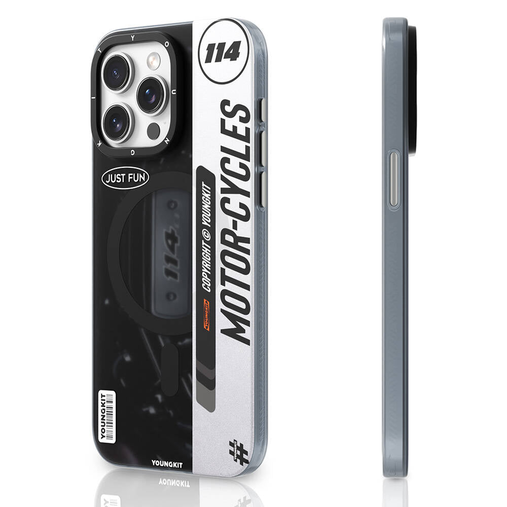 iPhone 14 Pro Kılıf Magsafe Şarj Özellikli Youngkit Motorcycle Legend Serisi Kılıf Yeşil