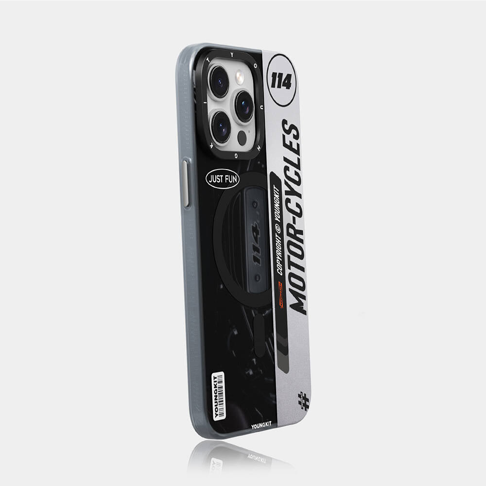 iPhone 14 Pro Kılıf Magsafe Şarj Özellikli Youngkit Motorcycle Legend Serisi Kılıf Siyah