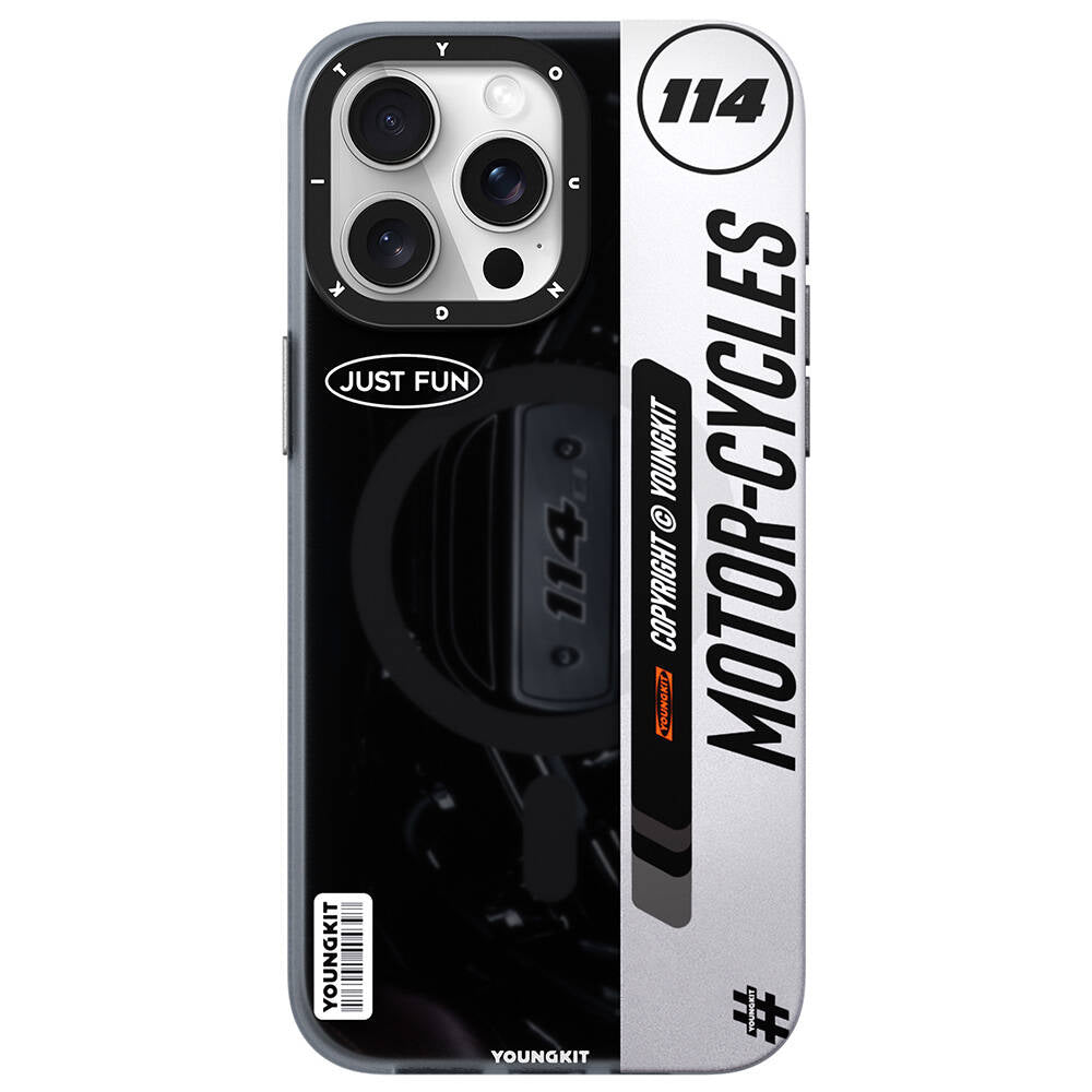 iPhone 14 Pro Kılıf Magsafe Şarj Özellikli Youngkit Motorcycle Legend Serisi Kılıf Siyah