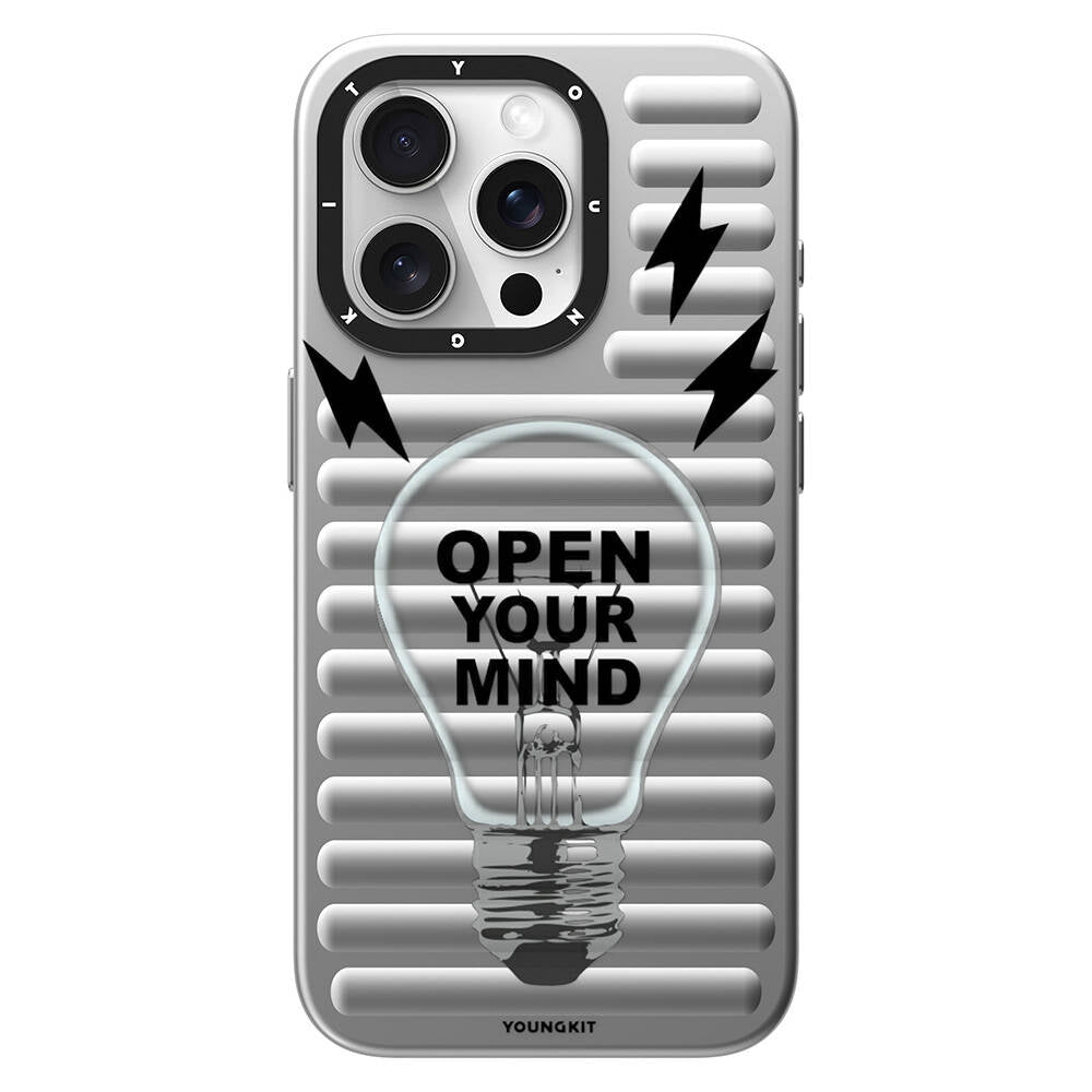 iPhone 14 Pro Kılıf Magsafe Şarj Özellikli Youngkit Open Mind Serisi Kılıf Gümüş
