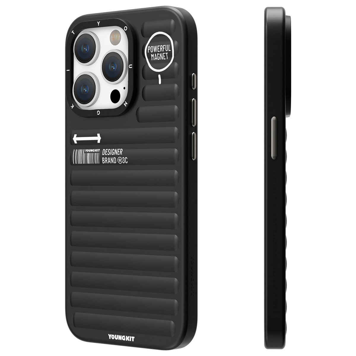 iPhone 14 Pro Kılıf Mat Renkli Tasarım YoungKit Original Serisi Kılıf Siyah