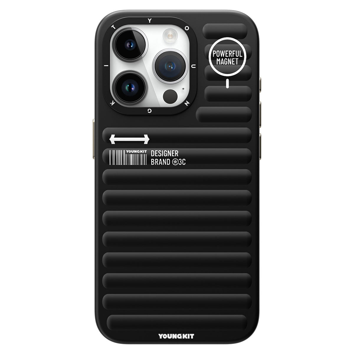 iPhone 14 Pro Kılıf Mat Renkli Tasarım YoungKit Original Serisi Kılıf Siyah