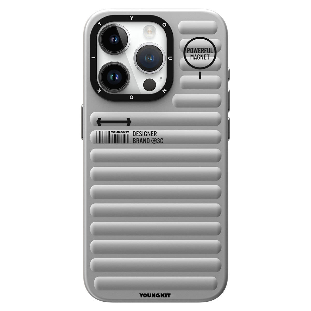 iPhone 14 Pro Kılıf Mat Renkli Tasarım YoungKit Original Serisi Kılıf Gümüş