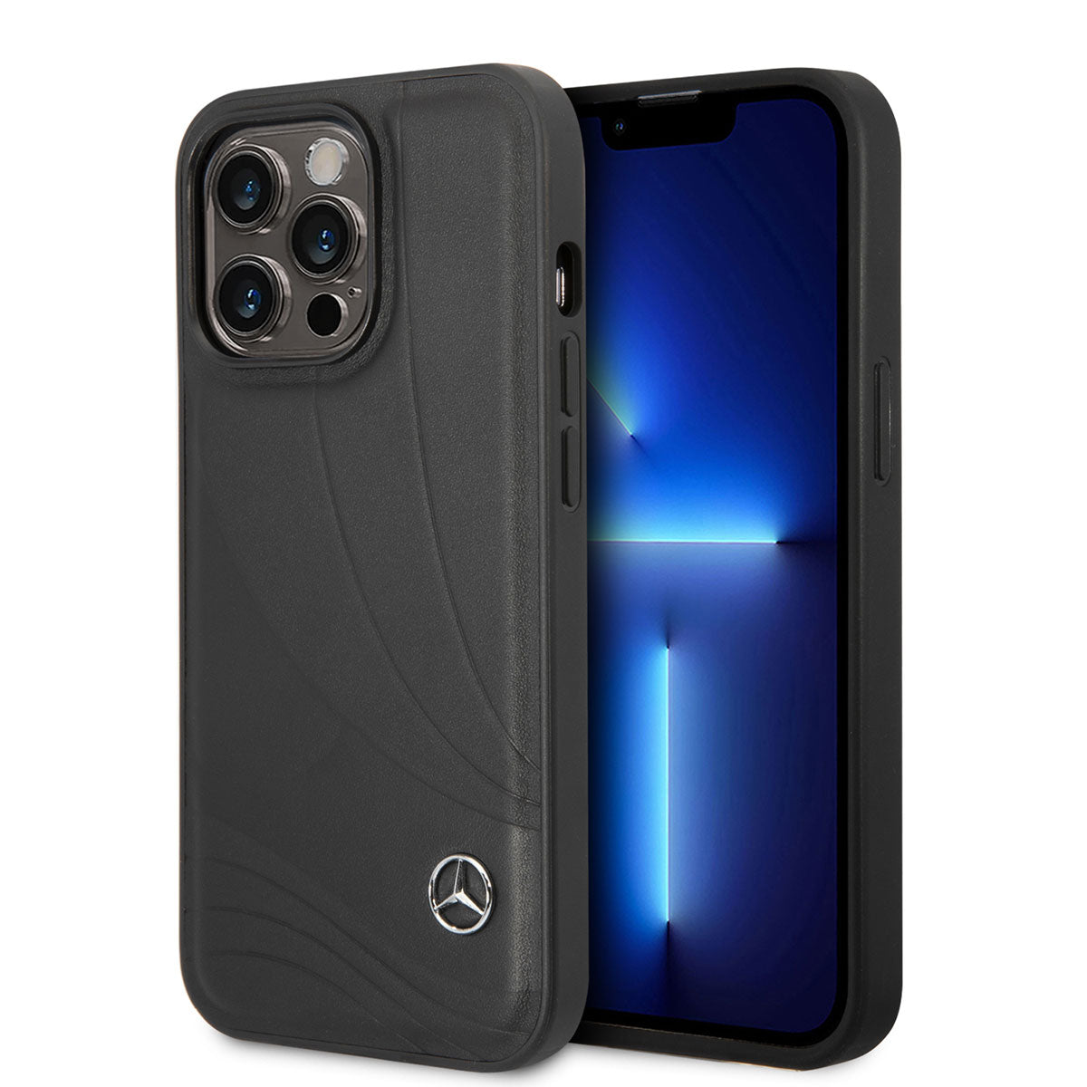 iPhone 14 Pro Kılıf Mercedes Benz Hakiki Deri Yeni Dalga III Dizayn Kılıf Siyah