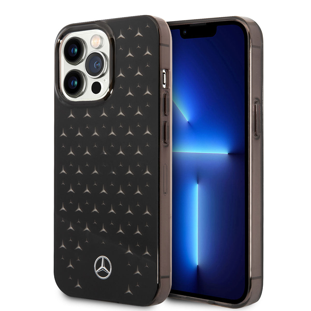 iPhone 14 Pro Kılıf Mercedes Benz Transparan Yıldızlı Dizayn Kılıf Siyah