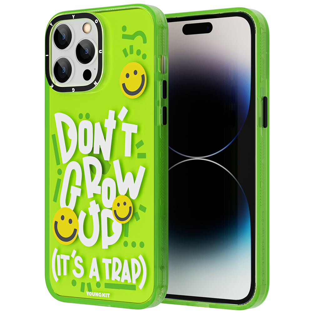 iPhone 14 Pro Kılıf Mutlu Mod Figürlü YoungKit Happy Mood Serisi Kılıf Yeşil