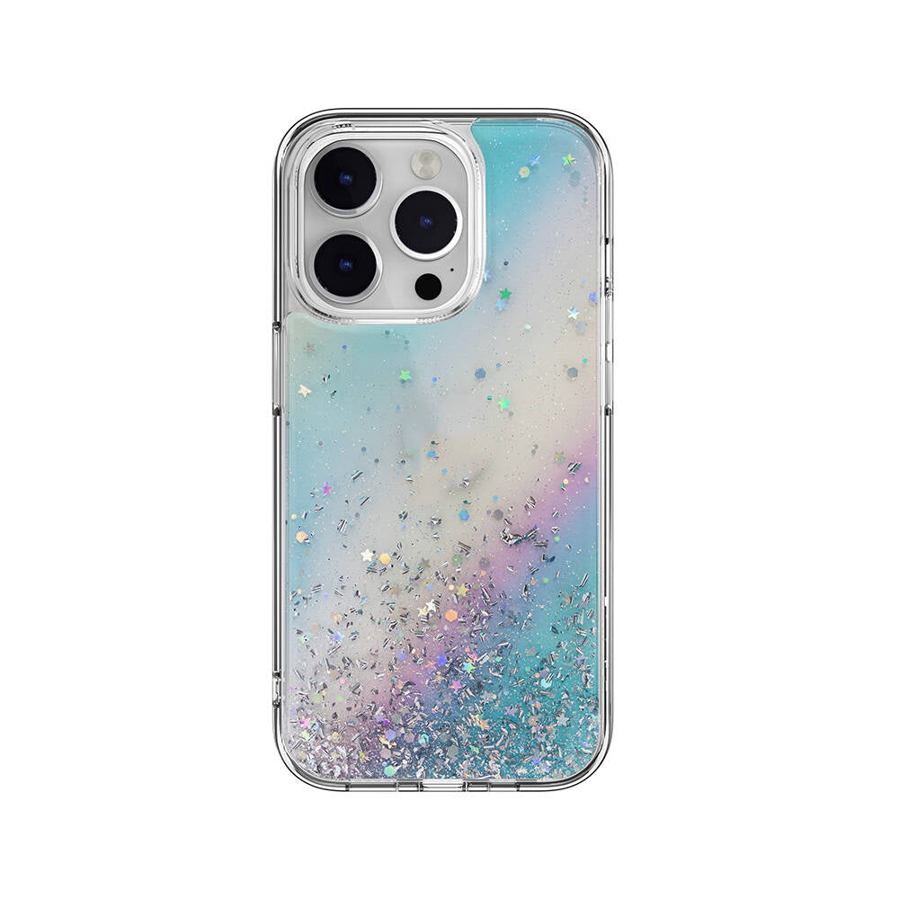 iPhone 14 Pro Kılıf Parlayan Simli Şeffaf Lisanslı Switcheasy Starfield Kılıf Colorful
