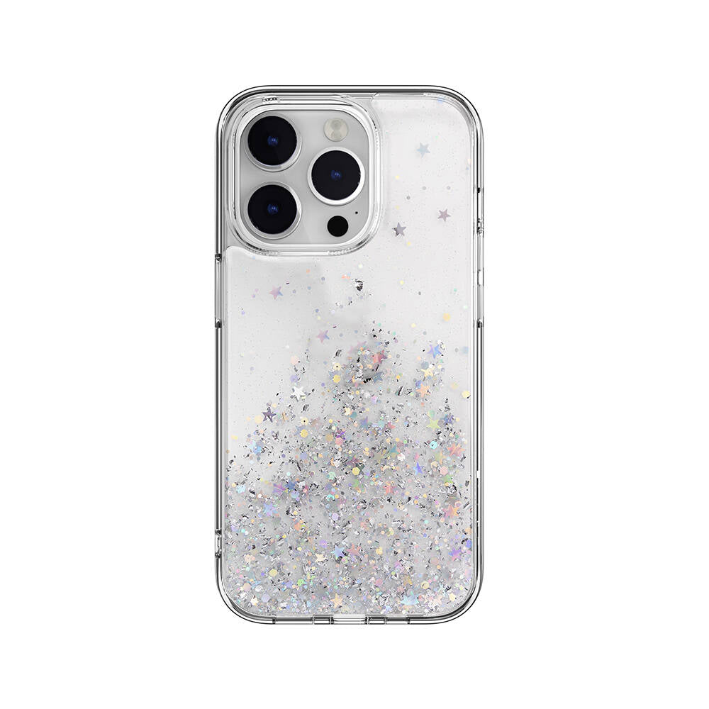 iPhone 14 Pro Kılıf Parlayan Simli Şeffaf Lisanslı Switcheasy Starfield Kılıf Renksiz