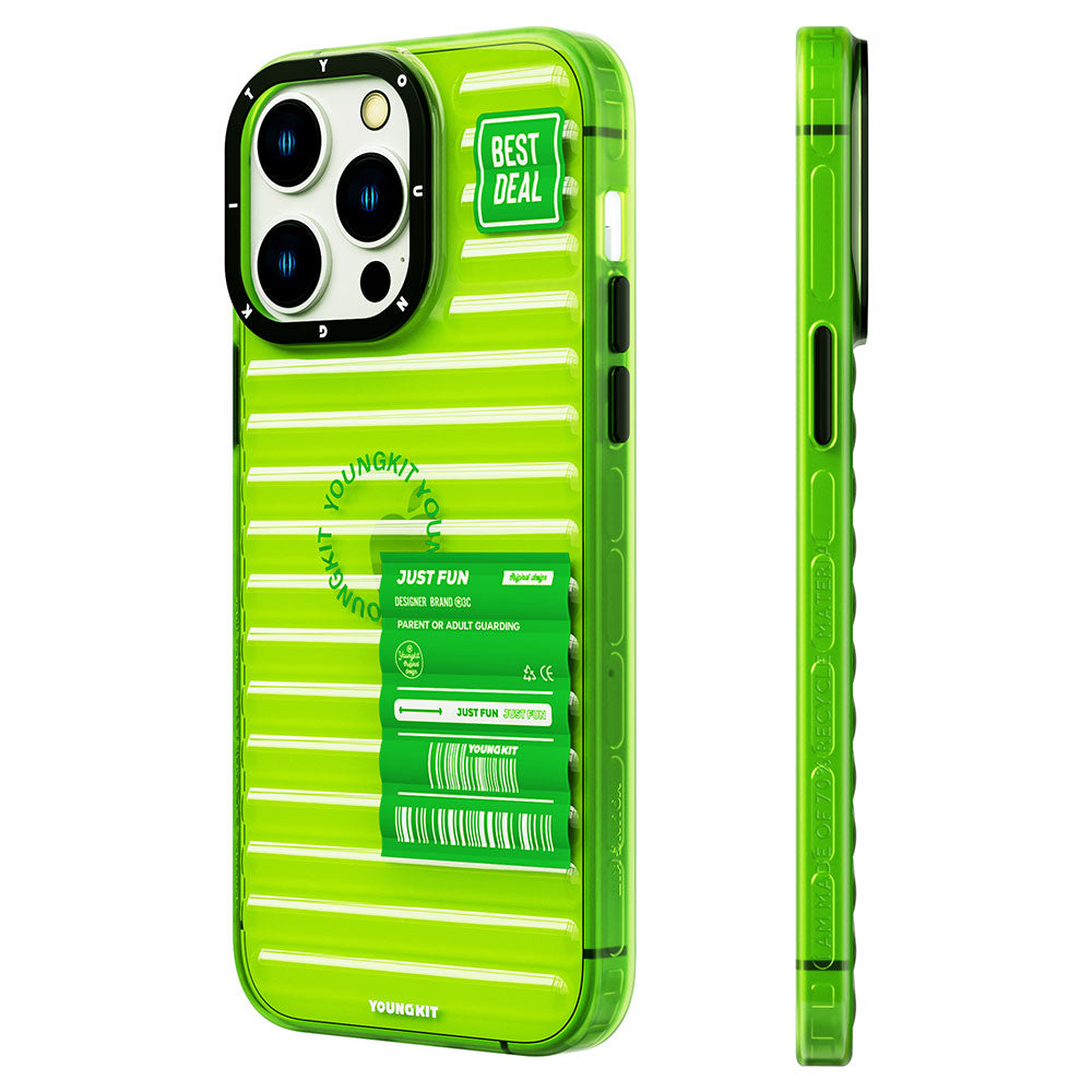 iPhone 14 Pro Kılıf Şeffaf Renkli Tasarım YoungKit Fluorite Serisi Kılıf Siyah