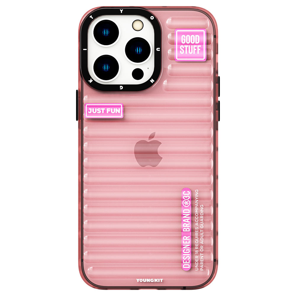 iPhone 14 Pro Kılıf Şeffaf Renkli Tasarım YoungKit Fluorite Serisi Kılıf Pembe