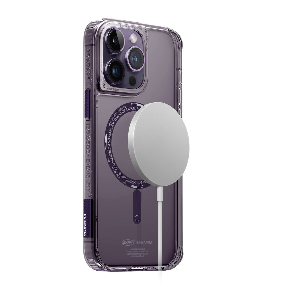 iPhone 14 Pro Kılıf SkinArma Şeffaf Airbag Tasarımlı Magsafe Şarj Özellikli Saido Kılıf Füme
