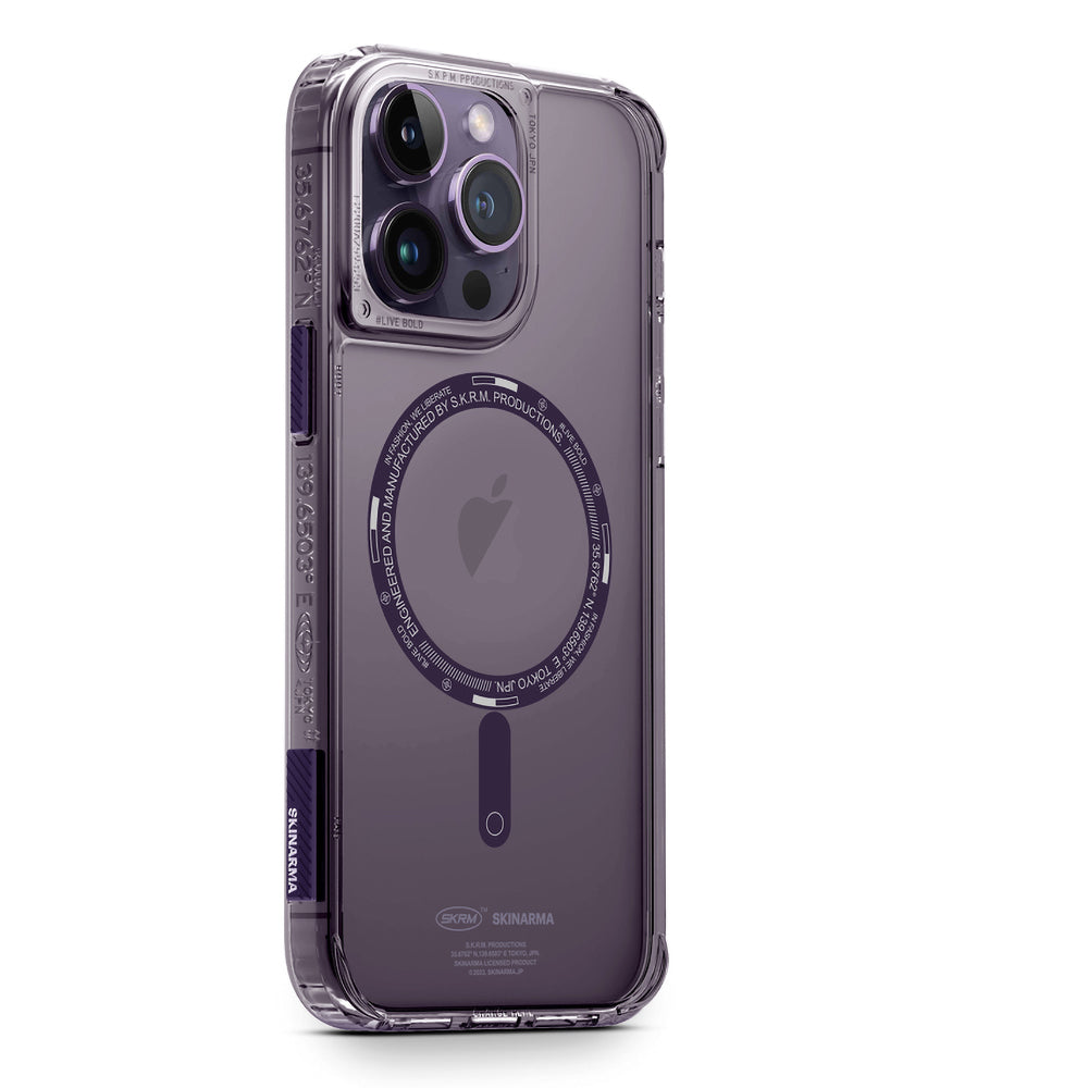 iPhone 14 Pro Kılıf SkinArma Şeffaf Airbag Tasarımlı Magsafe Şarj Özellikli Saido Kılıf Füme